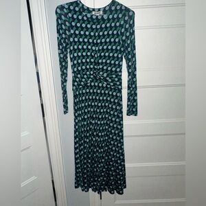 Boden Teal and Black Long Sleeve Dress
